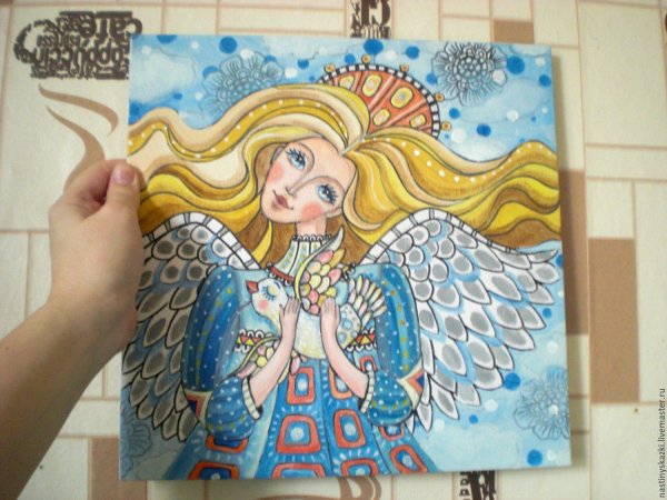 Ангелочек акриловыми красками