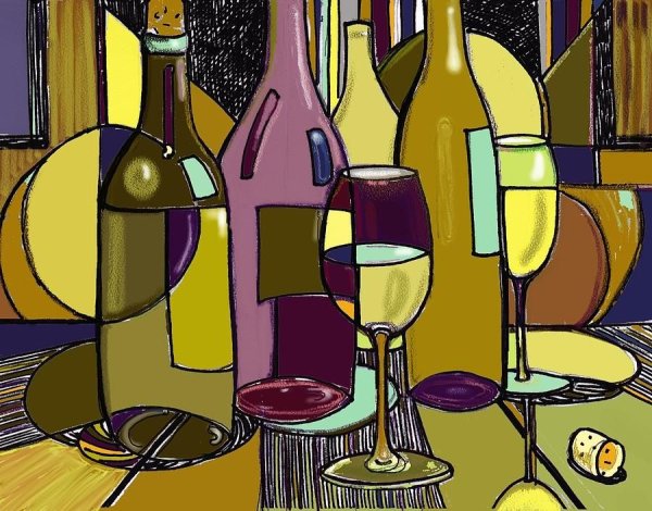 Декоративный натюрморт с вином