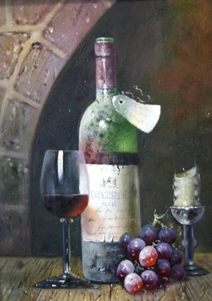 Натюрморт с бутылкой вина в живописи