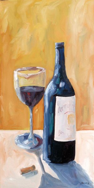 Бутылка вина гуашью