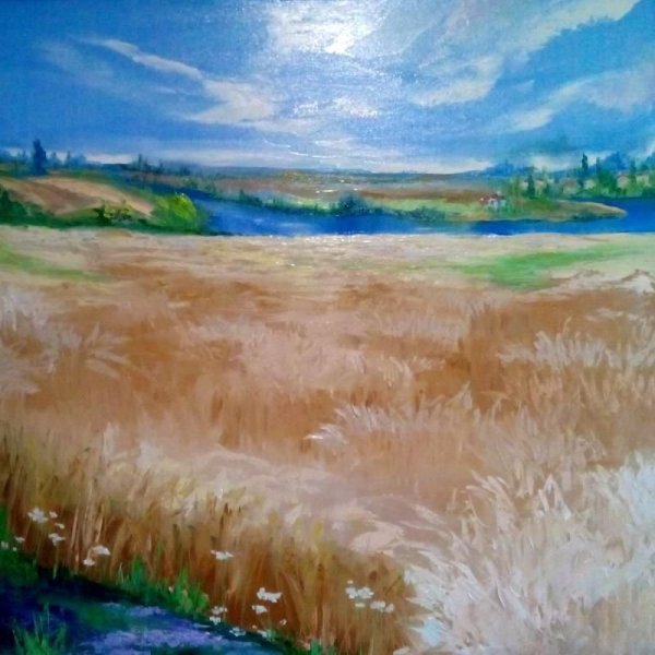 Пшеничное поле живопись маслом