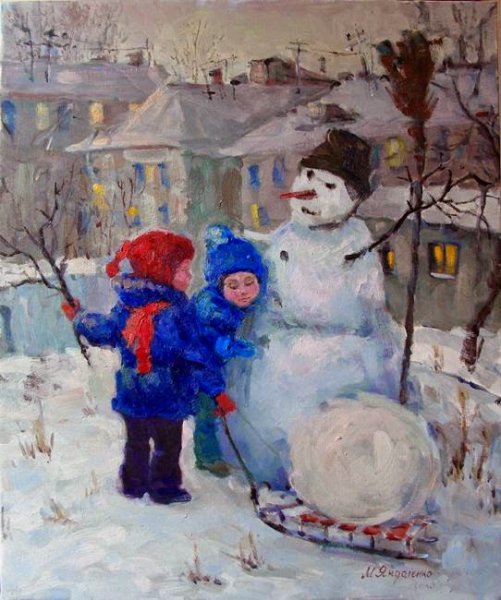 Художник Сергей Глушков Снеговик