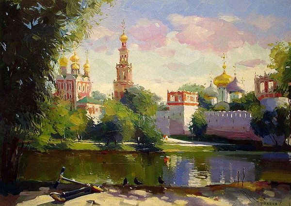 Пейзажи с Новодевичьим монастырем.