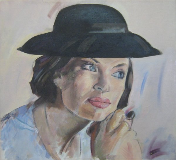 Художник Гюстав Жан Жаке портрет дамы в шляпе