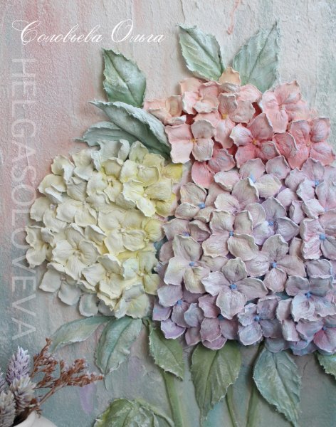 Барельеф гортензия