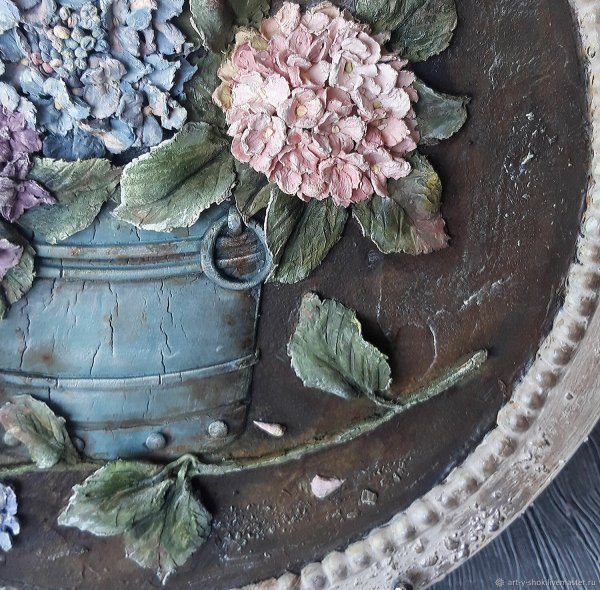 Панно с гортензией и гипсофилой 25х25 смwowbotanica