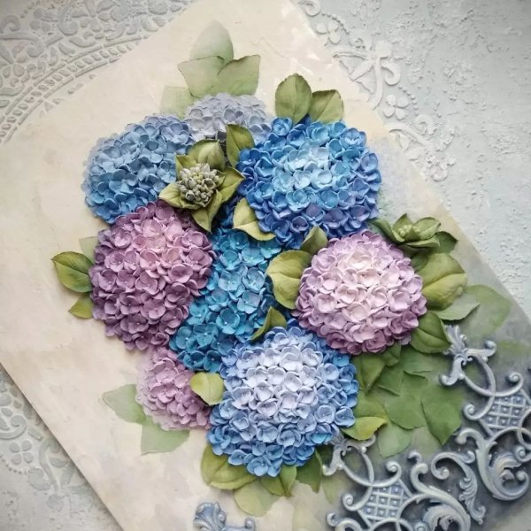 Гортензии текстурной пастой мастер класс
