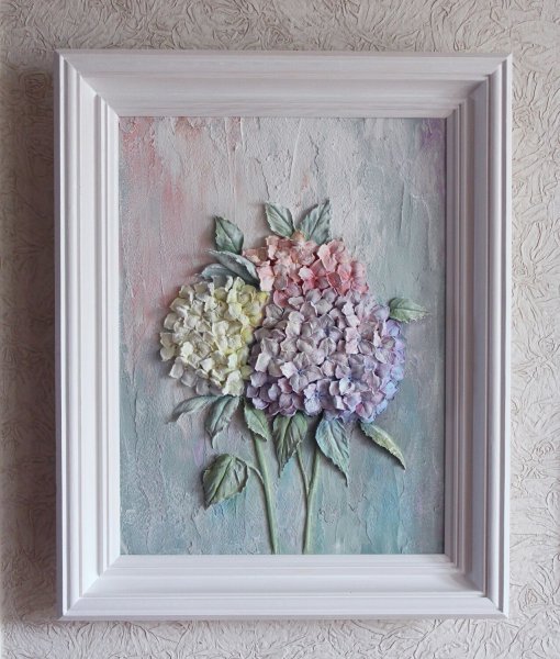 Панно из засушенной гортензии
