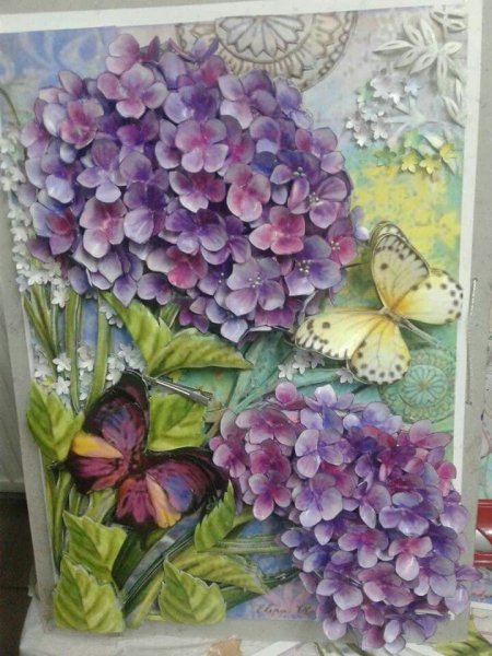 Барельеф гортензия