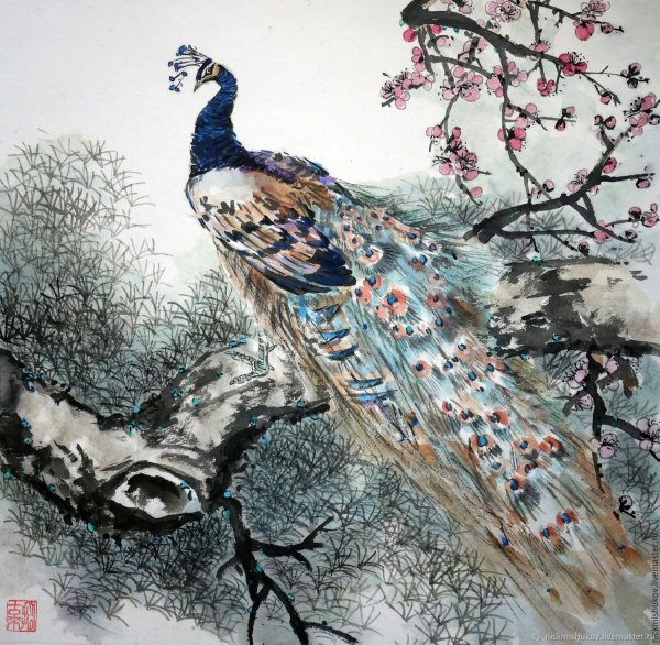 Гунби китайская живопись Павлины