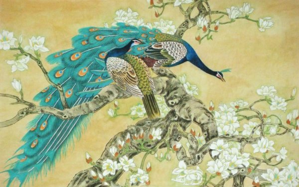 Гунби китайская живопись Павлины