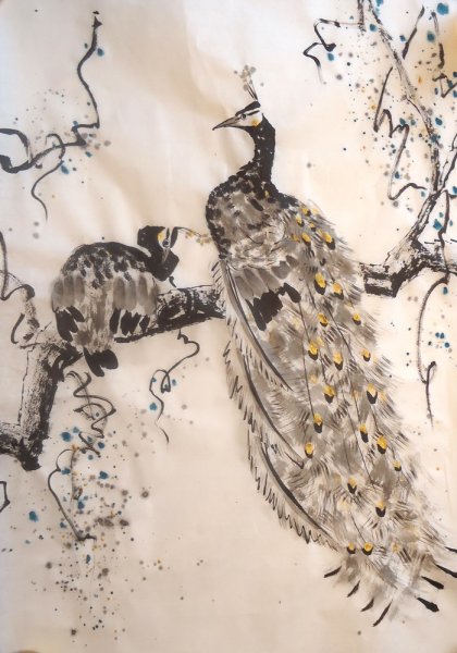 Китайская живопись Павлины