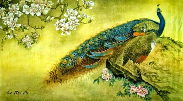 Гунби китайская живопись Павлины