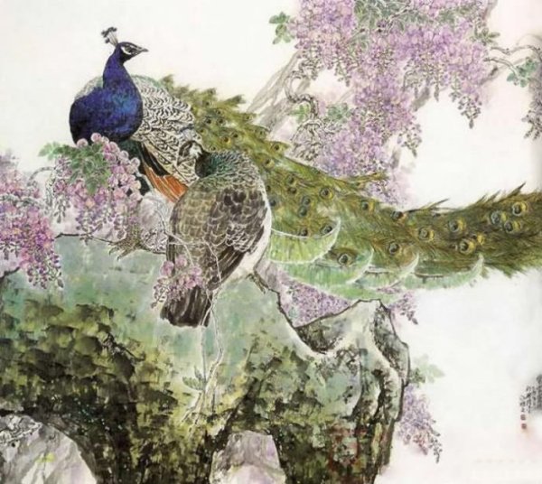 Китайская живопись гунби фазаны