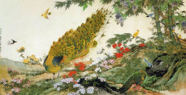 Красный фазан китайская живопись