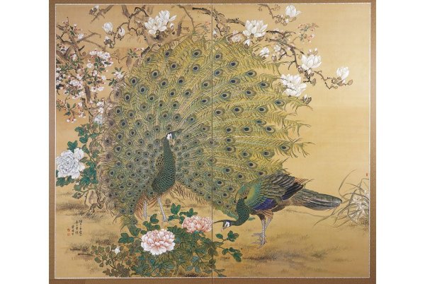 Японская живопись картины Павлин