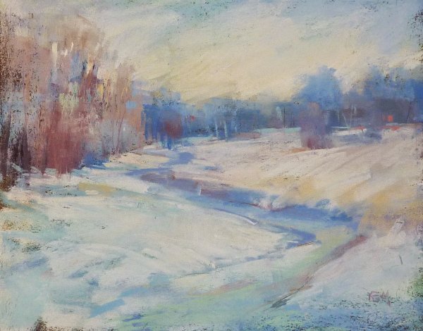 Зимний пейзаж пастелью