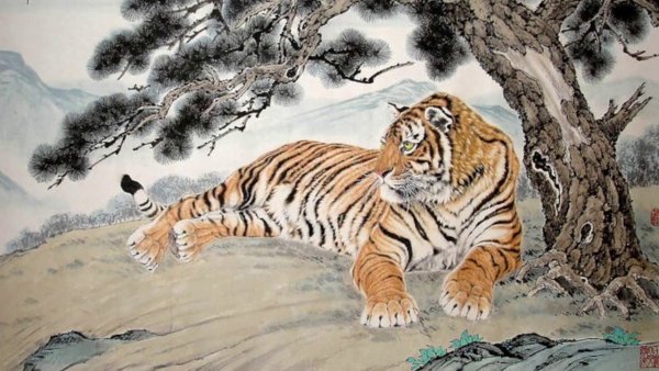 Гохуа китайская живопись тигр