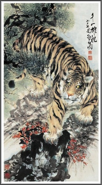 Китайская живопись гохуа тигрята