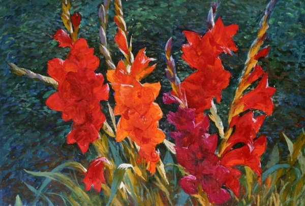 Картина букет гладиолусов