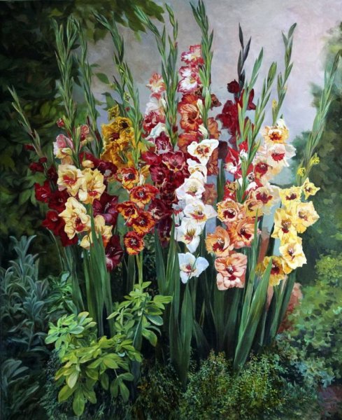 «Красные гладиолусы в вазе» (1886) Ван Гог