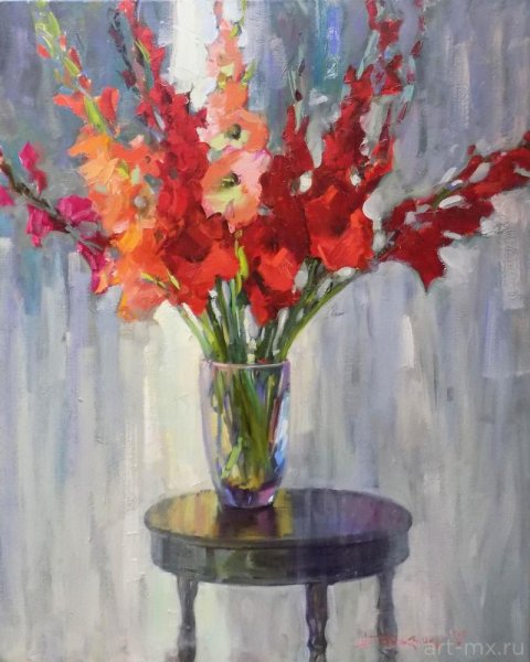 Гладиолусы в масляной живописи