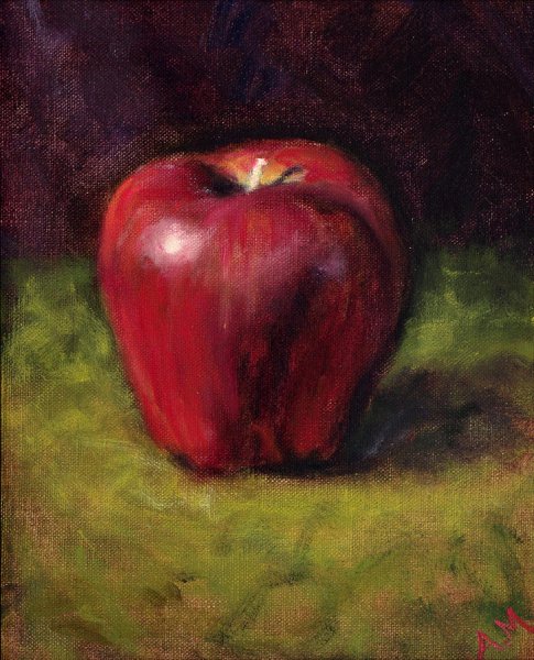 Красное яблоко живопись