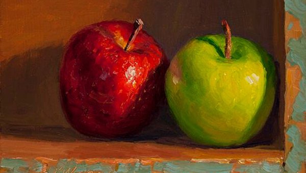 Натюрморт два яблока