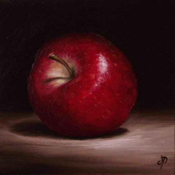 Красное яблоко живопись
