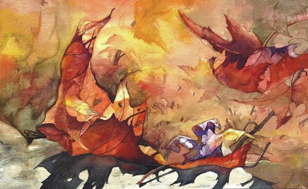 Листья живопись