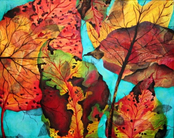 Осенние листья акрилом