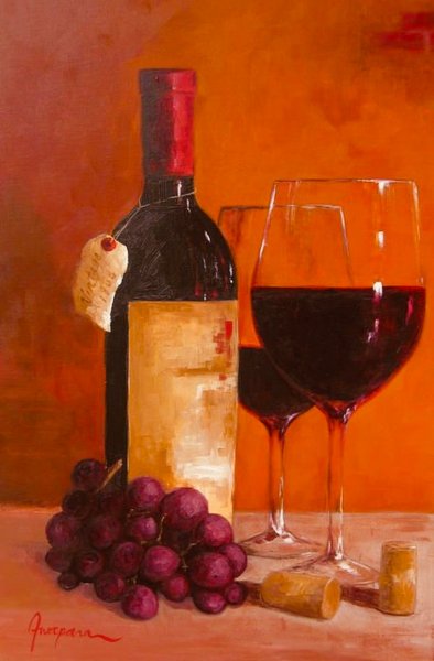 Натюрморт с бутылкой вина в живописи