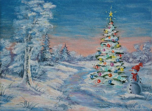 Живопись маслом новый год