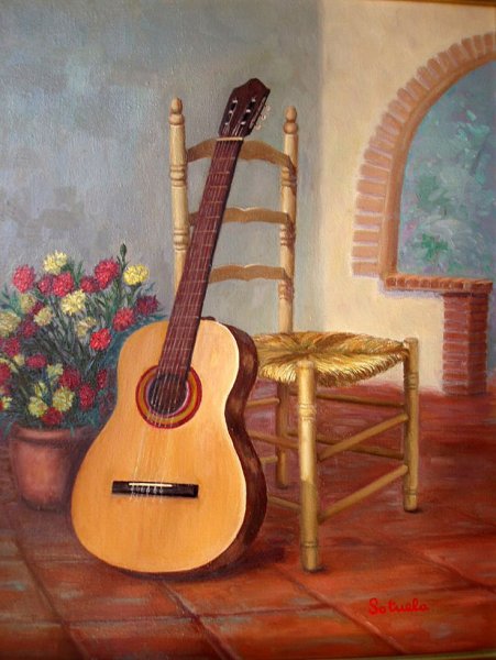 Гитара картина маслом