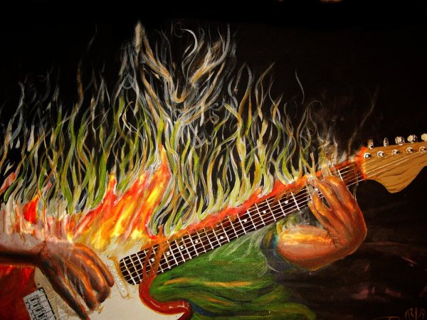 Гитара акварель