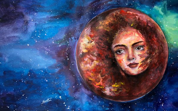 Планета Венера акварель