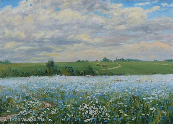 Пейзаж маслом луг Коган