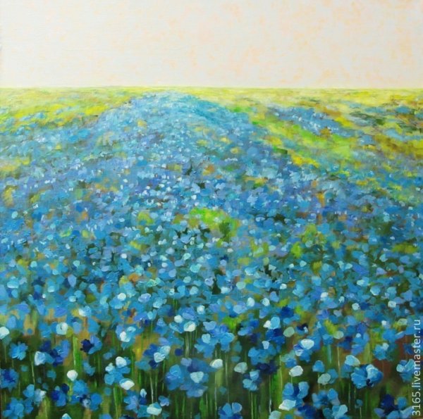 Лен цветет живопись