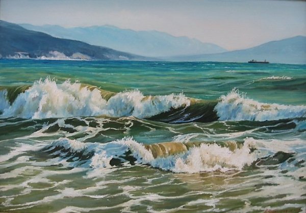 Море волна Прибой картины маслом