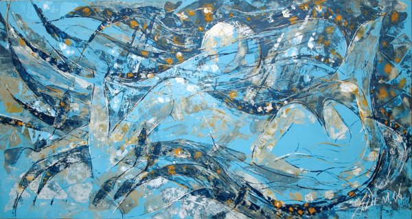 Картина абстракция в синих тонах