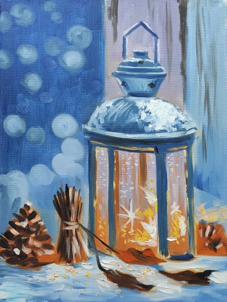 Новогодний фонарь живопись