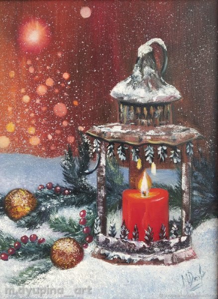 Новогодний фонарь живопись