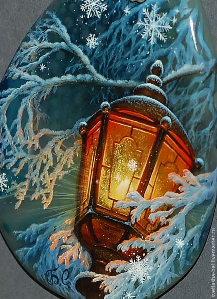 Новогодний фонарь маслом