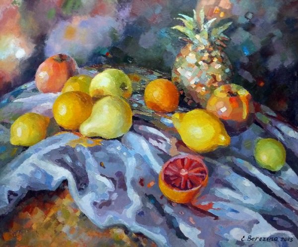 Натюрморт с фруктами живопись маслом