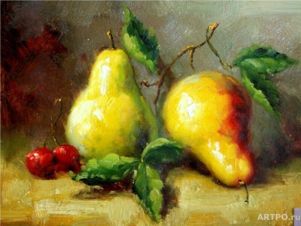 Груши маслом и мастихином в живописи