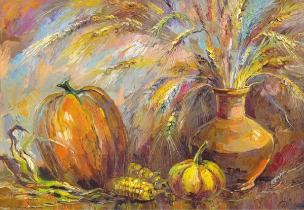 Тыква акварелью