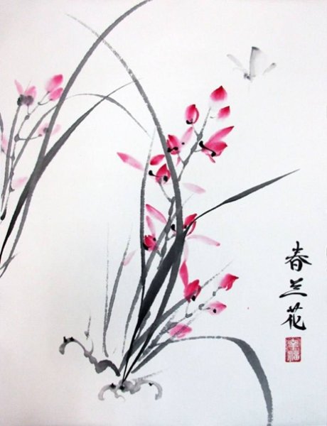 Суми-э Орхидея