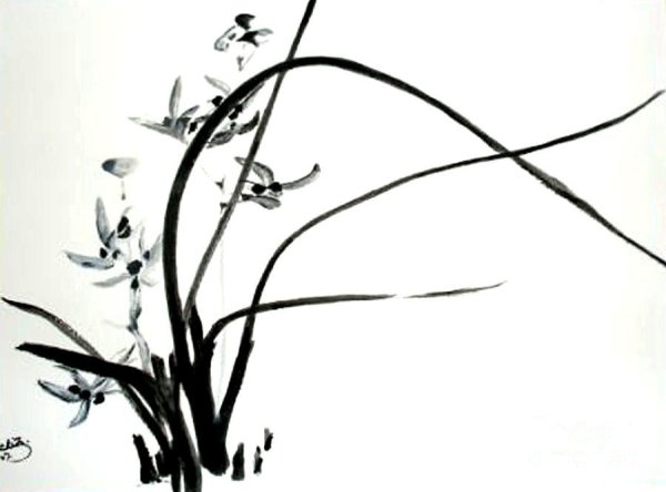 Китайские рисунки тушью цветы