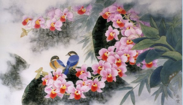 Японская живопись цветы и птицы