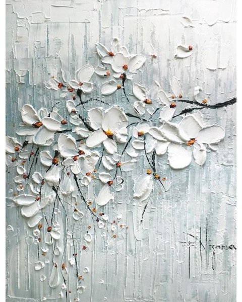 Цветы текстурной пастой